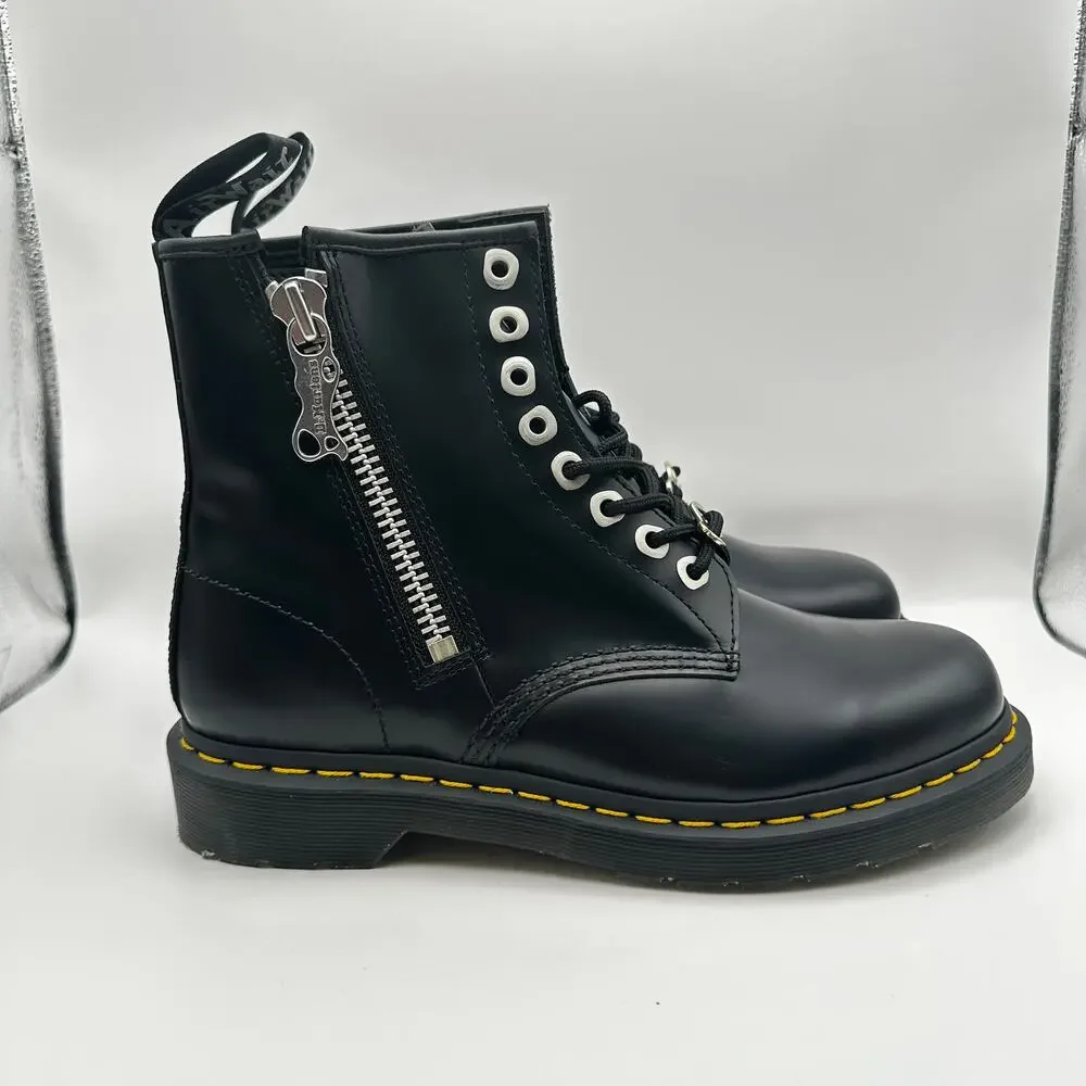 Dr. Doc Martens 1460 Zip Smooth Leather Lace-up Boots Black Size 8 Men’s New